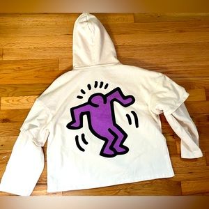 Keith Haring x H&M Girl Printed Sweatshirt Hoodie Size 12 14